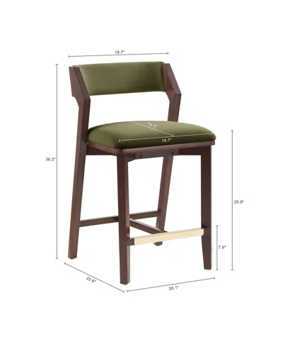 Manhattan Comfort Patricia 36.2" Velvet Upholstered Counter Stool In Green