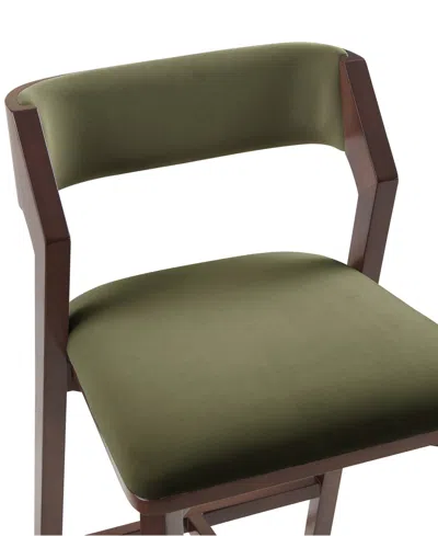 Manhattan Comfort Patricia 36.2" Velvet Upholstered Counter Stool In Green