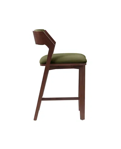 Manhattan Comfort Patricia 36.2" Velvet Upholstered Counter Stool In Green
