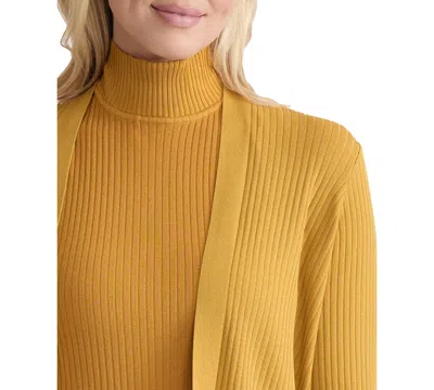 Jones New York Women's Sutton Ribbed Long-sleeve Cardigan Sweater In Gold