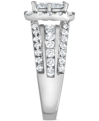 Macy's Diamond Princess Quad Cluster Halo Engagement Ring (2-1/2 Ct. T.w.) In 14k White Gold In Metallic