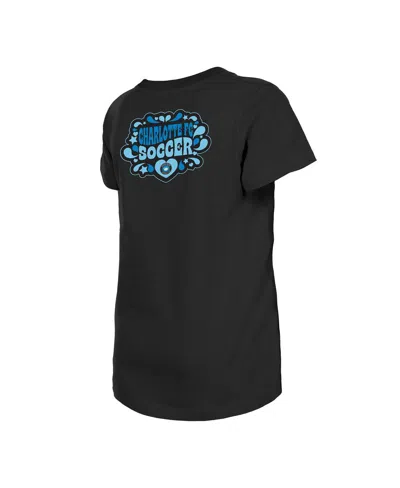 New Era Big Girls Black Charlotte Fc Bubble Heart T-shirt In Black
