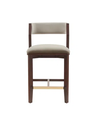 Manhattan Comfort Patricia 36.2" Velvet Upholstered Counter Stool In Neutral