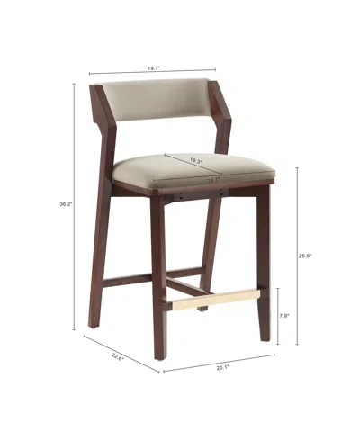 Manhattan Comfort Patricia 36.2" Velvet Upholstered Counter Stool In Neutral