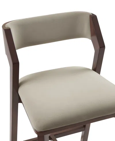 Manhattan Comfort Patricia 36.2" Velvet Upholstered Counter Stool In Neutral