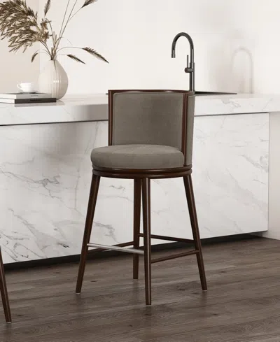 Manhattan Comfort Evalyn 40" Upholstered Barstool In Gray