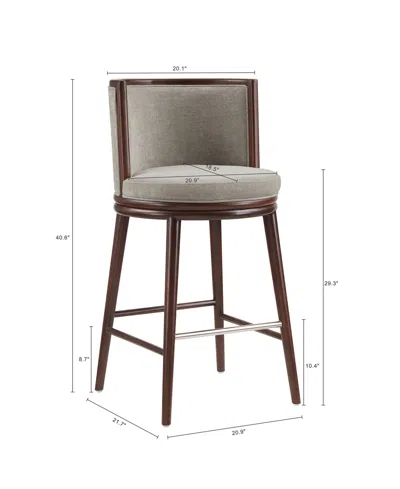 Manhattan Comfort Evalyn 40" Upholstered Barstool In Gray