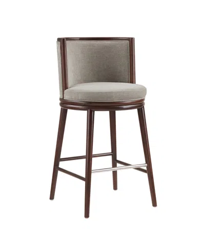 Manhattan Comfort Evalyn 40" Upholstered Barstool In Gray