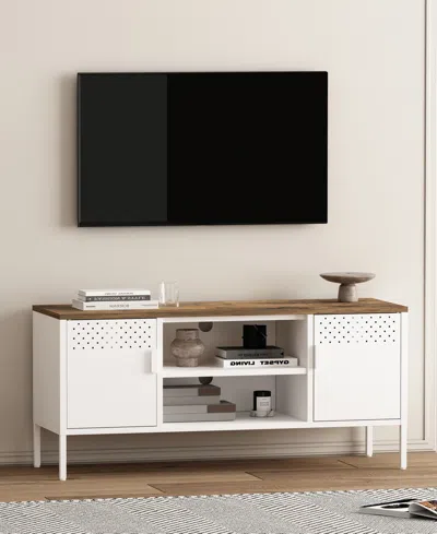 Manhattan Comfort Landen 47.3" 6-shelf Tv Stand Fits Tvs Up To 40" In White