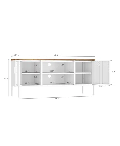 Manhattan Comfort Landen 47.3" 6-shelf Tv Stand Fits Tvs Up To 40" In White