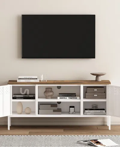 Manhattan Comfort Landen 47.3" 6-shelf Tv Stand Fits Tvs Up To 40" In White