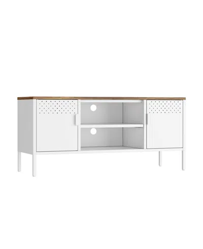 Manhattan Comfort Landen 47.3" 6-shelf Tv Stand Fits Tvs Up To 40" In White