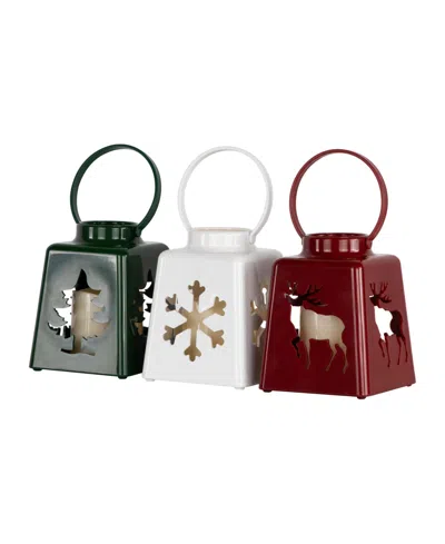 Northlight Led Lighted Christmas Candle Lanterns, Set Of 3 In Multi