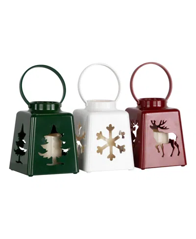 Northlight Led Lighted Christmas Candle Lanterns, Set Of 3 In Multi