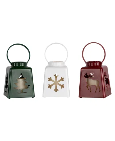 Northlight Led Lighted Christmas Candle Lanterns, Set Of 3 In Multi