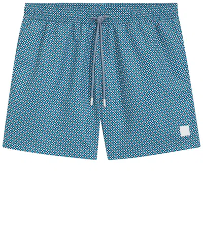 Hugo Boss Men Light Blue Geometric Print Swim Shorts, Xxl Luxury Swimwear For Men Darveys In Blue