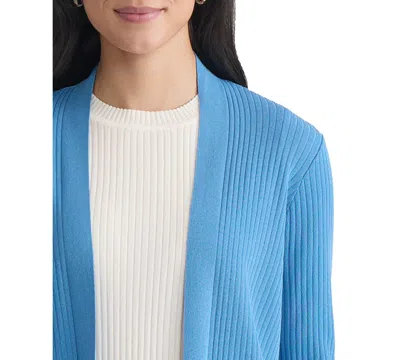 Jones New York Open Front Ribbed Icon Cardigan In Blue
