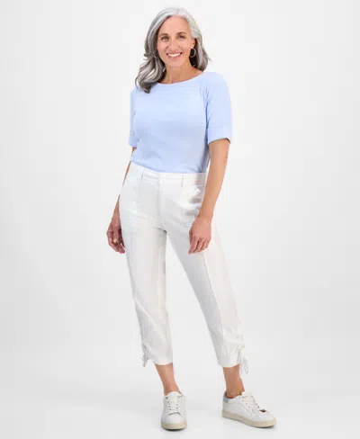 Style & Co Petite Mid-rise Tie-hem Capri Pants, Exclusively At Macy's In White
