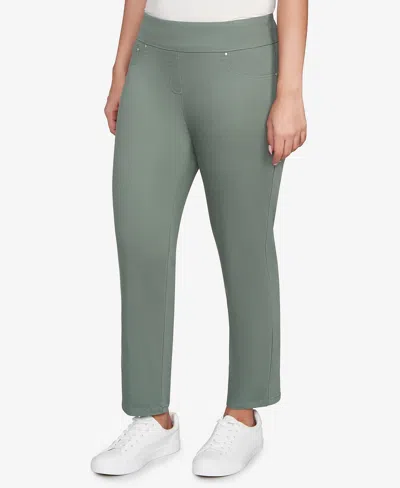 Ruby Rd. Petite Soft Denim Faux Pocket Pants In Green