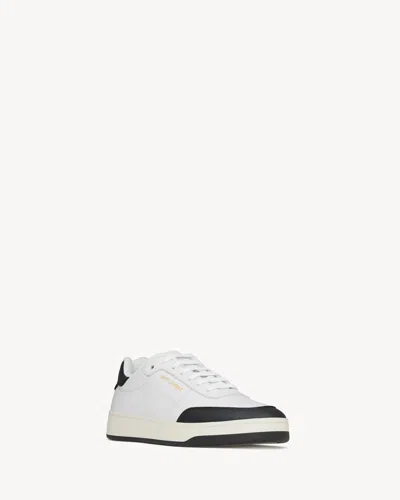 Saint Laurent White And Black Leather Sneakers In Multi