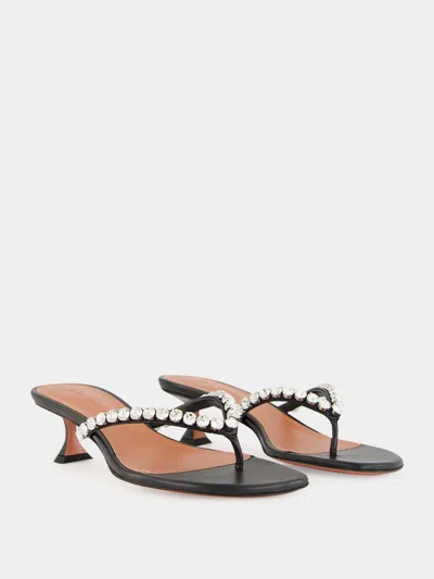 Amina Muaddi Sabot Infradito Gigi In Pelle Nera  Donna In Black