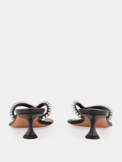 Amina Muaddi Sabot Infradito Gigi In Pelle Nera  Donna In Black