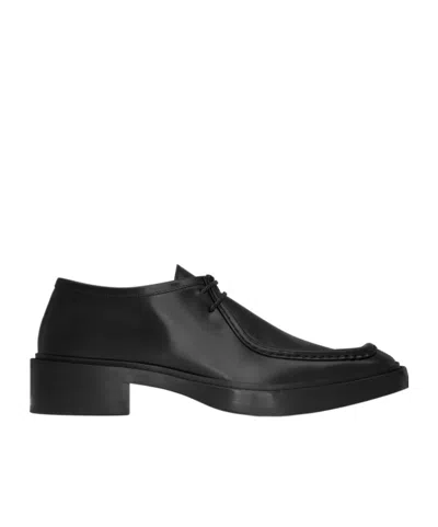 Saint Laurent Chunky Sole Lace-up Shoes With Calf Hair In Black