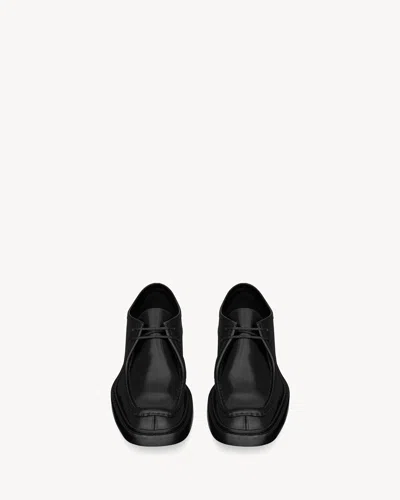 Saint Laurent Chunky Sole Lace-up Shoes With Calf Hair In Black