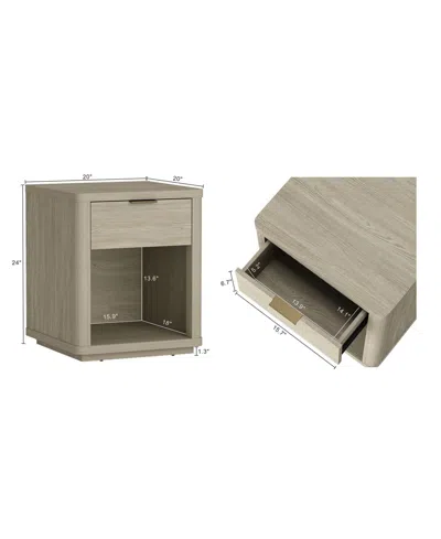 Manhattan Comfort Evelyn 20" 1-drawer Nightstand In Neutral