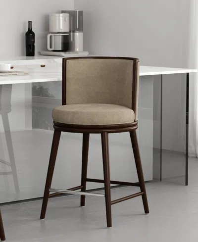 Manhattan Comfort Evalyn 37.6" Upholstered Counter Stool In Brown