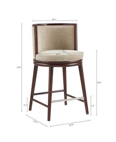 Manhattan Comfort Evalyn 37.6" Upholstered Counter Stool In Brown