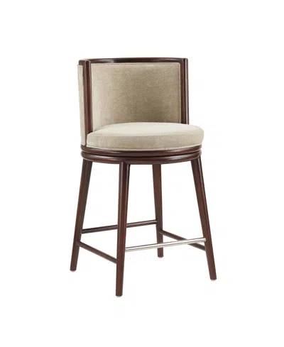 Manhattan Comfort Evalyn 37.6" Upholstered Counter Stool In Brown