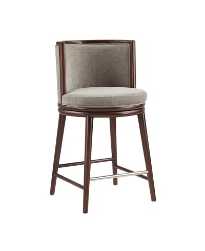 Manhattan Comfort Evalyn 37.6" Upholstered Counter Stool In Brown
