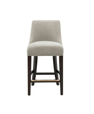 Manhattan Comfort 38.4" Beever Chenille Upholstered Counter Stool In Gray