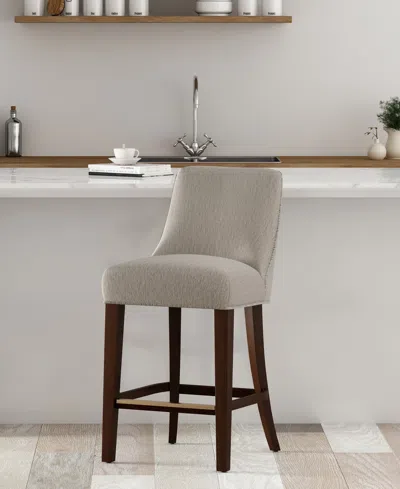 Manhattan Comfort 38.4" Beever Chenille Upholstered Counter Stool In Gray