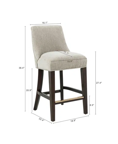 Manhattan Comfort 38.4" Beever Chenille Upholstered Counter Stool In Gray