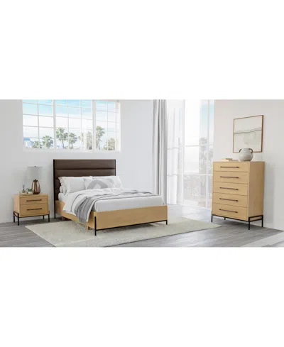 Macy's Linstead 3-pc. Queen Upholstered Set (bed, Dresser & Nightstand), Created For  In Brown