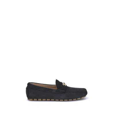 Valentino Fastaway Driver Loafers With Rubber Sole And Textured Finish In Black