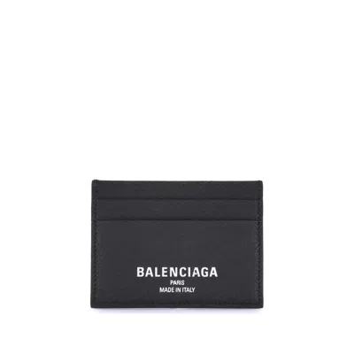Balenciaga Black Credit Cardholder In Hammered Leather In Black