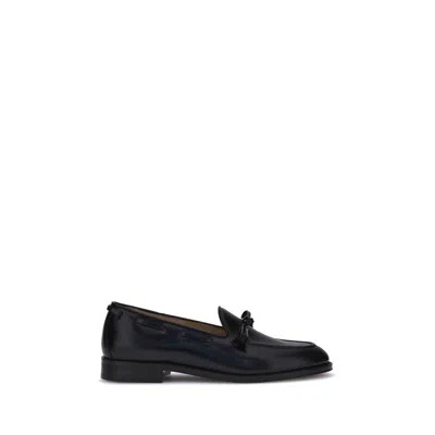 Valentino Bowshire Loafers In Black Glossy Calfskin In Black