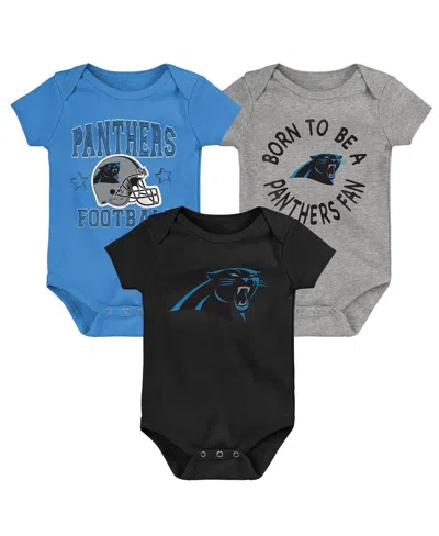 Outerstuff Little Boys Black/blue/gray Carolina Panthers Born To Be 3-pack Bodysuit Set In Multi