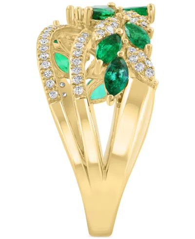 Effy Collection Effy Emerald (1 Ct. T.w.) & Diamond (1/4 Ct. T.w.) Statement Ring In 14k Yellow Gold In Green