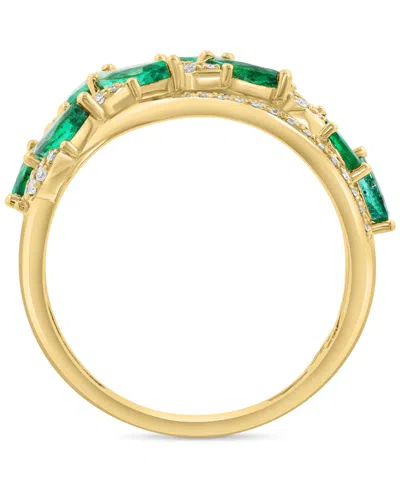 Effy Collection Effy Emerald (1 Ct. T.w.) & Diamond (1/4 Ct. T.w.) Statement Ring In 14k Yellow Gold In Green