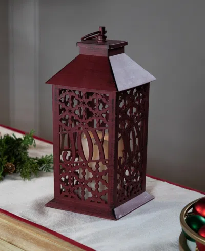 Northlight Snowflakes Joy Candle Decorative Lantern In Brown