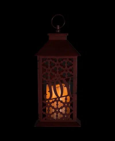Northlight Snowflakes Joy Candle Decorative Lantern In Brown