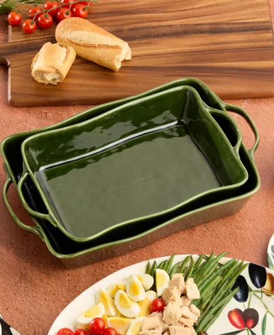 Certified International Verde Large Rectangular Baker In Green