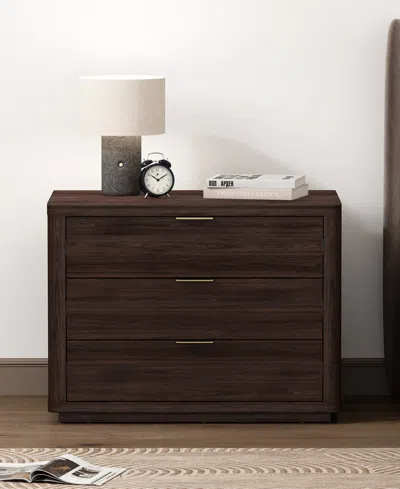 Manhattan Comfort Evelyn 32" 3-drawer Nightstand In Brown