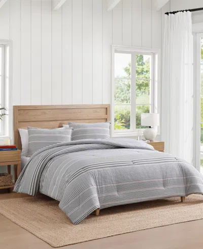 Tommy Hilfiger Danbury Stripe Cotton 3-pc. Comforter Set, Full/queen In Gray
