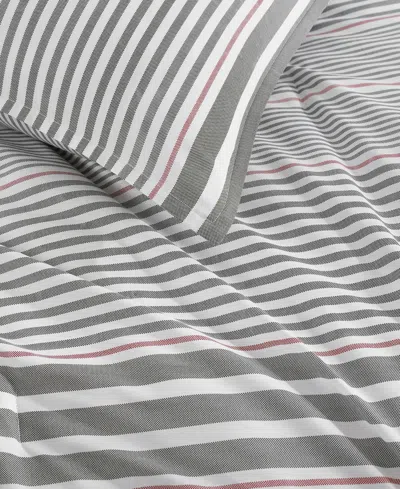 Tommy Hilfiger Danbury Stripe Cotton 3-pc. Comforter Set, Full/queen In Gray