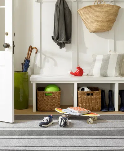 Dash And Albert Rugs By Annie Selke Gunner Stripe Machine Washable Da2038 4'x6' Area Rug In Gray